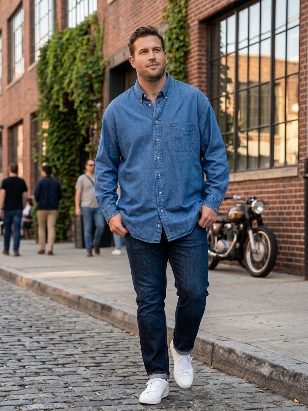 Faconnable Denim Shirt in Medium Blue